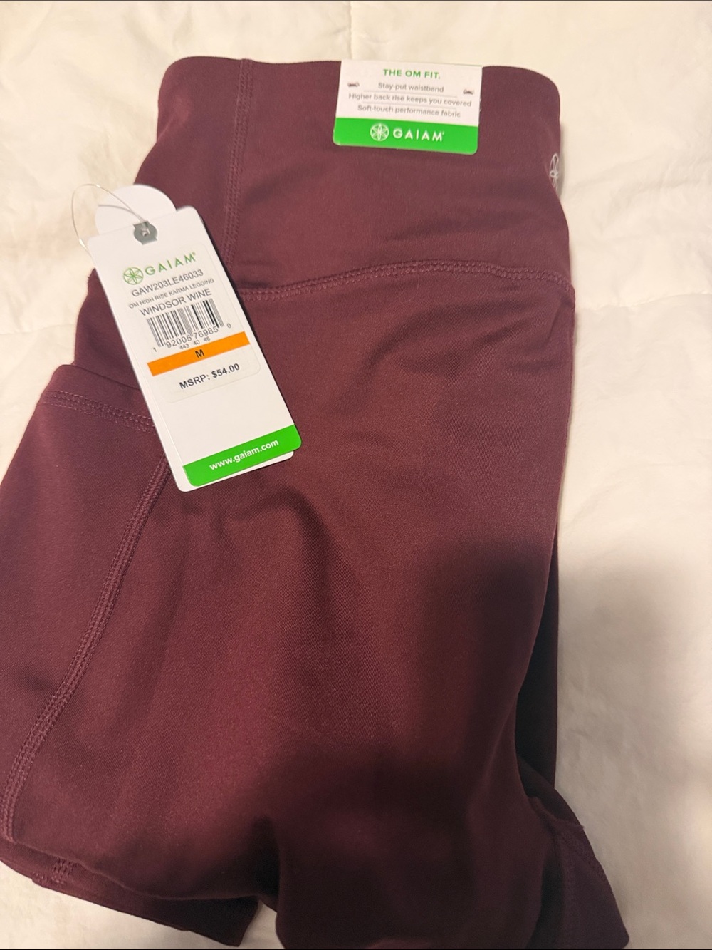 Gaiam Windsor Wine Leggings - Burgundy Stretch Bottoms